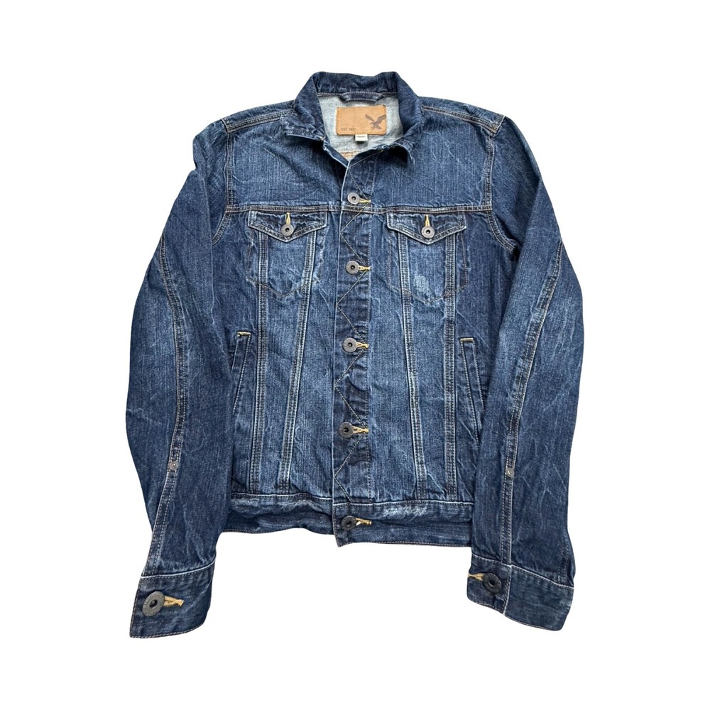 American Eagle Denim Jacket Mens Small Blue Trucker Cotton Workwear